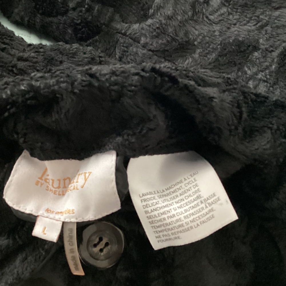 Laundry by Shelli Segal, NWOT, black, reversible faux fur/puffer, sz L, midi - Picture 5 of 11